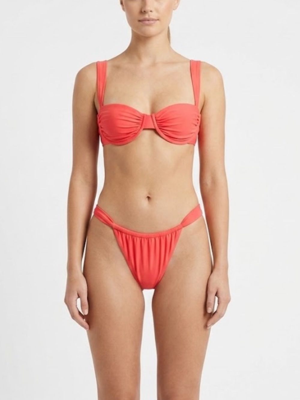 New Belle The Label x FP Oracle Anna Underwire & Bare High Waist Coral 2Pc Set
